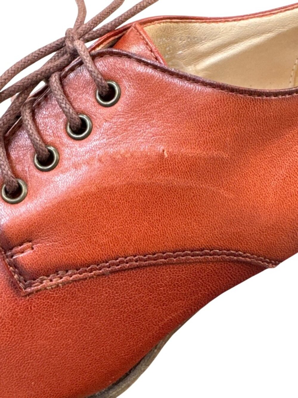 SHOE EMBASSY Women's Brown Leather Lace-Up Heeled Oxford Shoes Size 7.5 / 38 - Picture 4 of 12